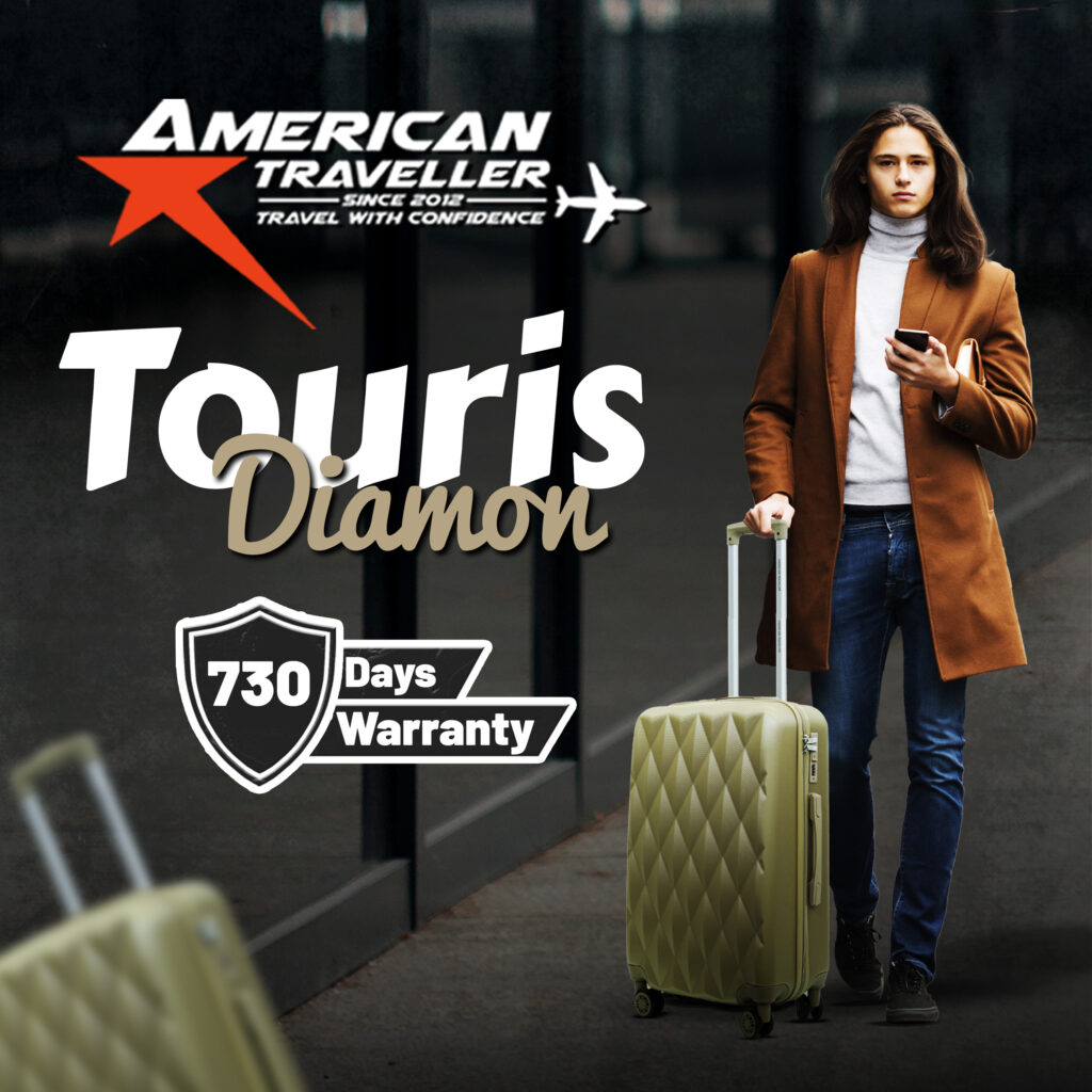 Stylish TourisDiamond trolley bag by American Traveller with 730 days warranty, ideal for modern travel