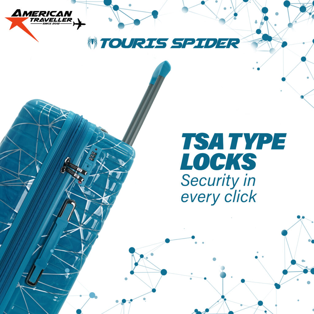 Printed Hardside Luggage with TSA TYPE Lock – Touris Spider by American Traveller
