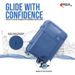 Wheel Spec of Blue Touris Travel Suitcase from American Traveller Trolley Bags in India