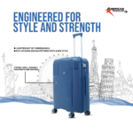 Touris Travel Blue Suitcase Material spec by American Traveller Trolley Bags in India