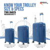 Suitcase set Size Measurement of Touris Travel blue from American Traveller Trolley Bags in India