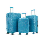 American Traveller Spider Set of 3 Polycarbonate Trolley Bags in Metallic Finish