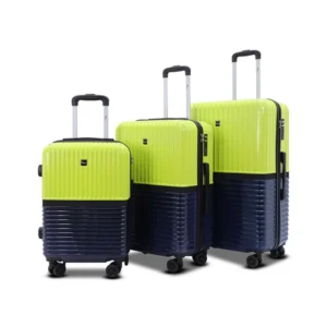 3 Set View of Green Grey Istanbul Suitcase in White Background from American Traveller Trolley Bag in India