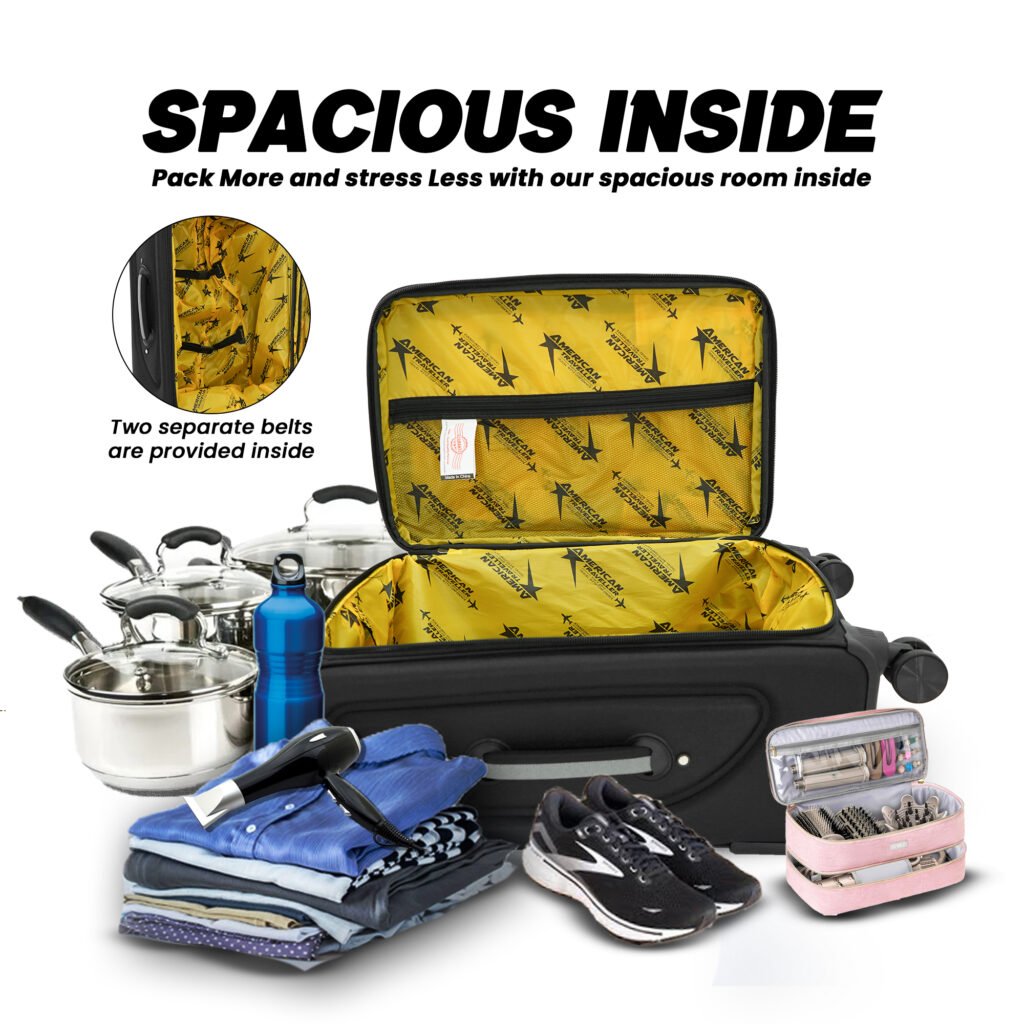 Open View of Tourissem Bossed Black from American Traveller Trolley Bag in India