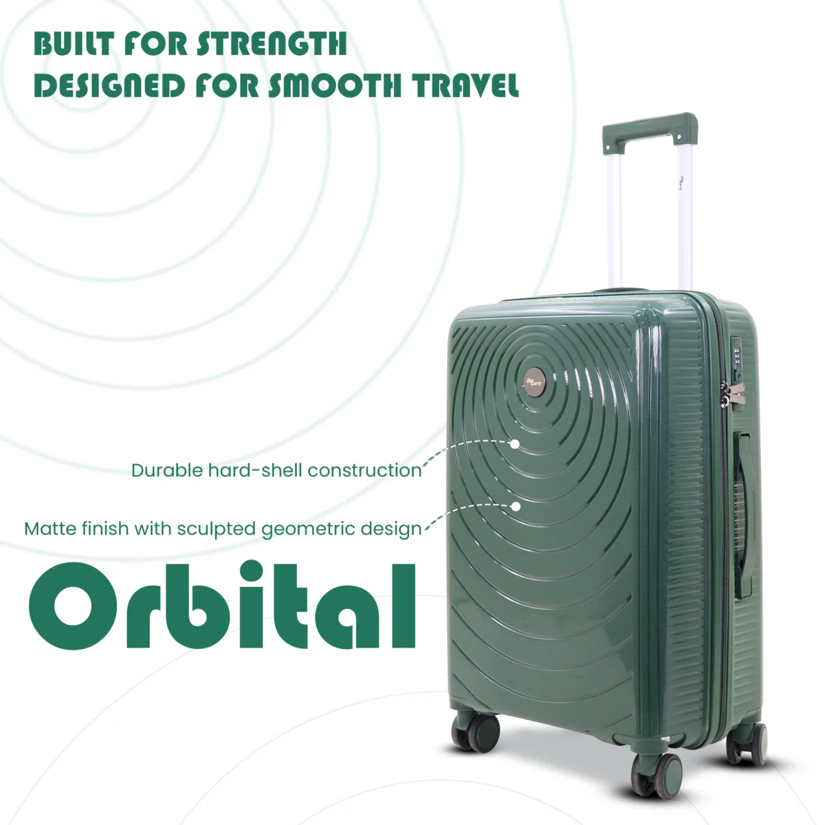 Orbital Forest Green Material Spec from American Traveller Trolley Bags India