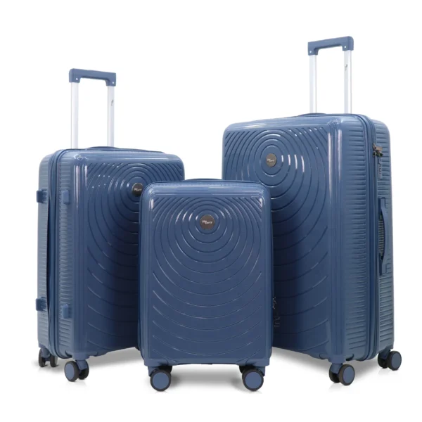 Trolley Suitcase Orbital Deep Indigo 3 set in white background from American Traveller Trolley Bags in India