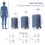 Size Comparison of Deep Indigo Specta Suitcase from American Traveller Trolley Bags India