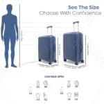 Size comparsion of Deep Indigo Vanxx by American Traveller Trolley Bags in India