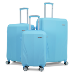 3 Set Blue Panther Suitcase in White Background by American Traveller Trolley Bag in India