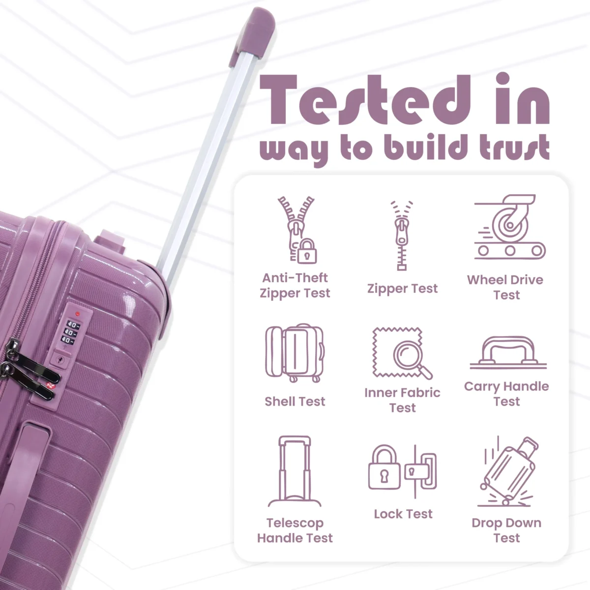Trolley Set Specta Durability Test Infographic by American Traveller Trolley Bags India