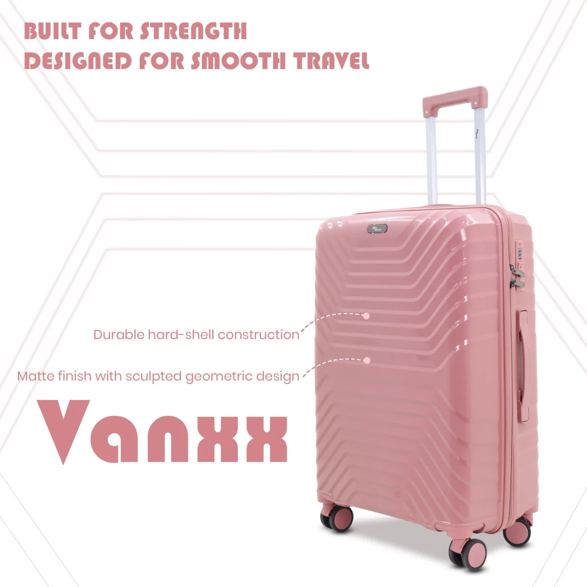 Vanxx rose pink material spec from American Traveller Trolley Bags India