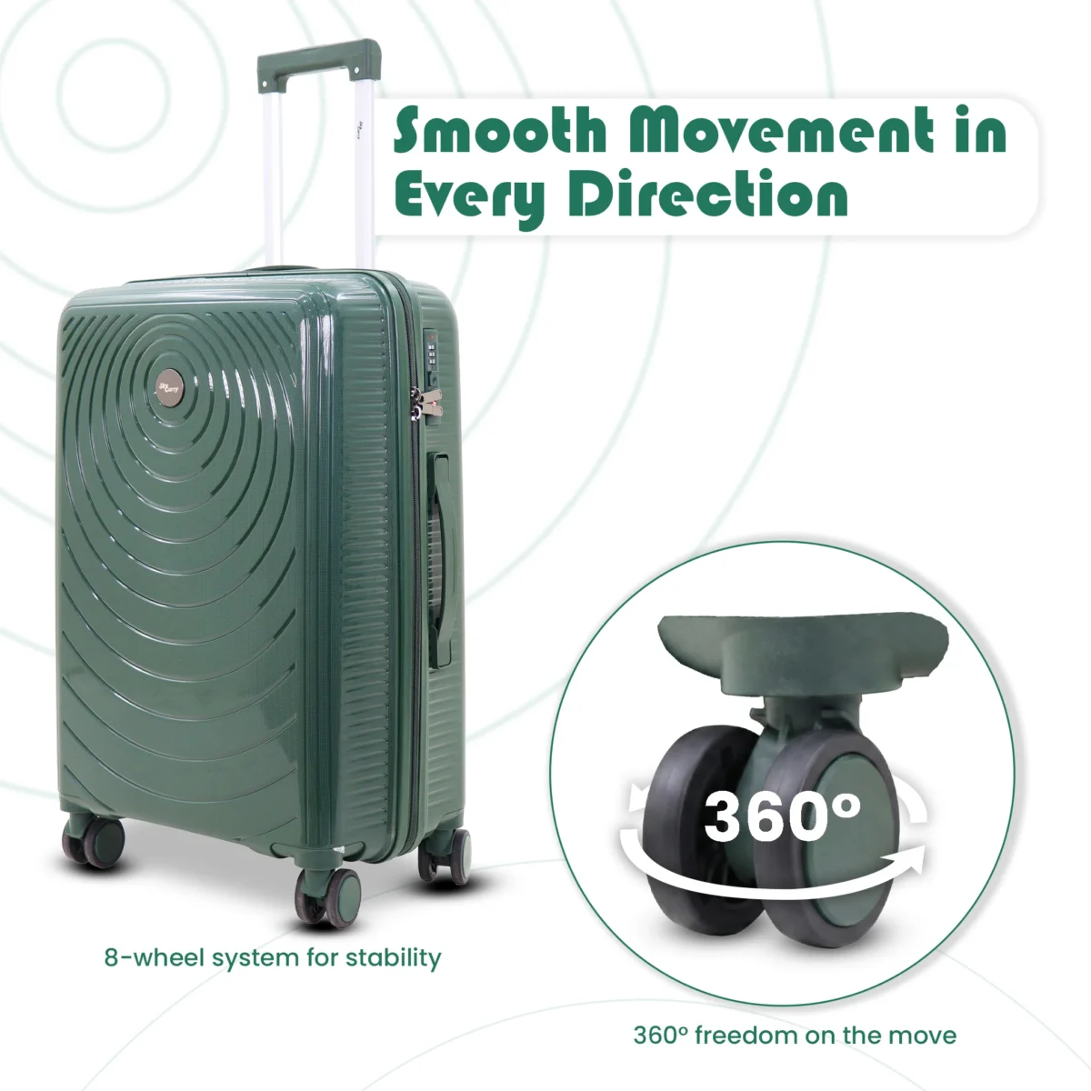 American Traveller Forest Green Wheel Specs From American Traveller India Trolley Bags