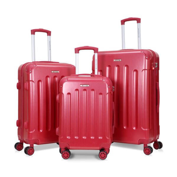 3 Set Hard Trolley Bag Rockstar Black Suitcase in White Background by American Traveller Trolley Bags India