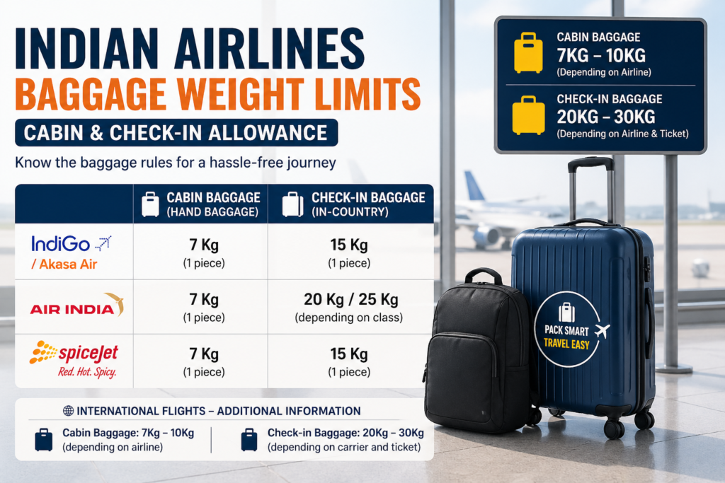Indian Airlines Baggage Weight Limits Info Image