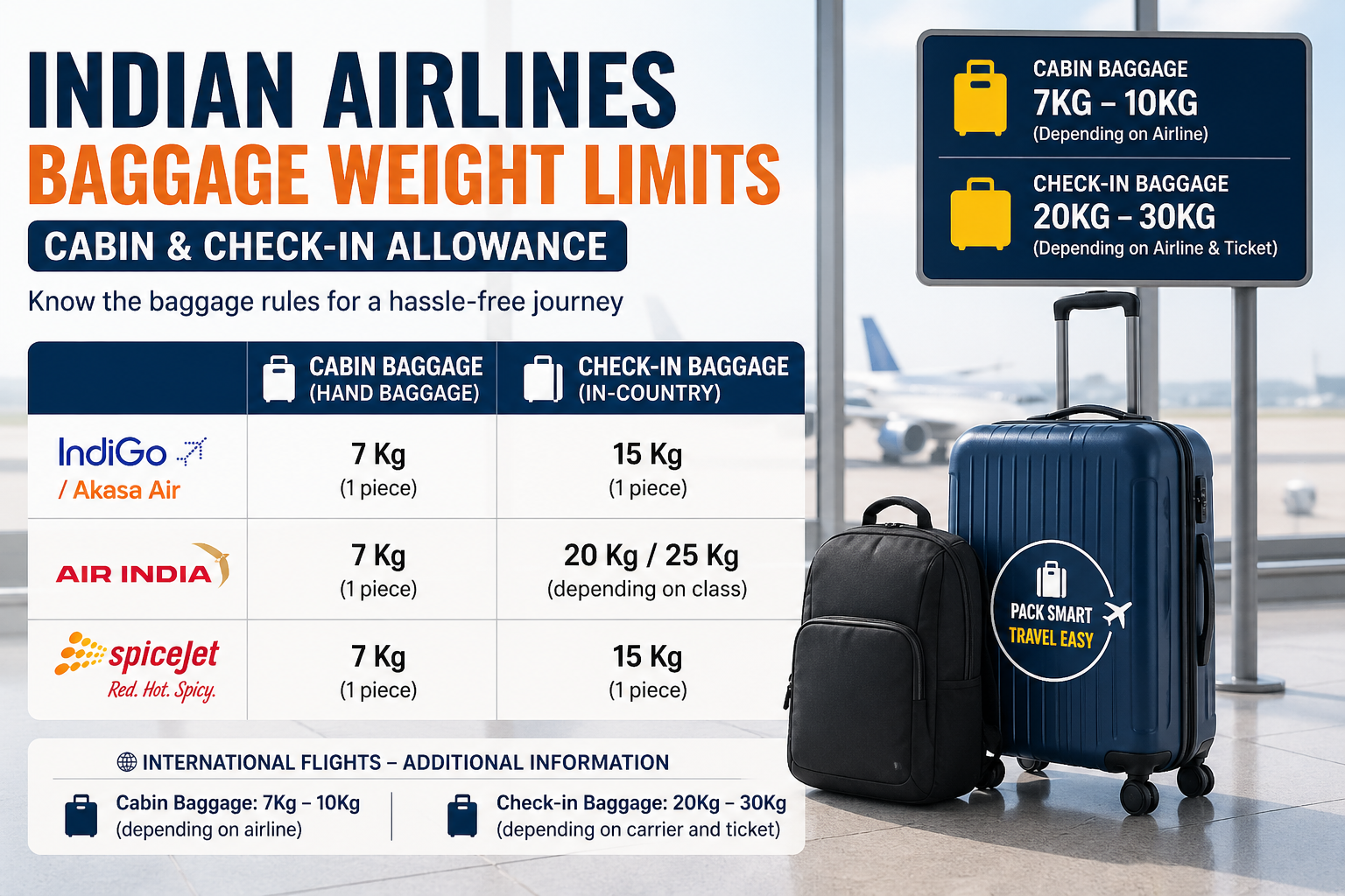 Indian Airlines Baggage Weight Limits Info Image