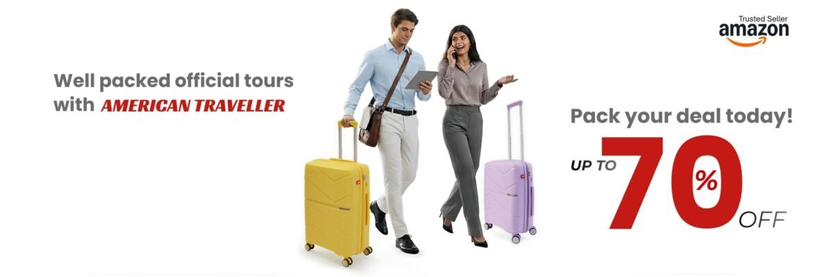 Executives walking with American Traveller Trolley Bags_Banner