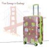 American Traveller San Francisco Rose gold printed trolley suitcase with spinner wheels