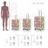 American Traveller San Francisco Three-piece luggage set size comparison chart